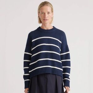 Quince 100% Organic Cotton Striped Crew Sweater Size M